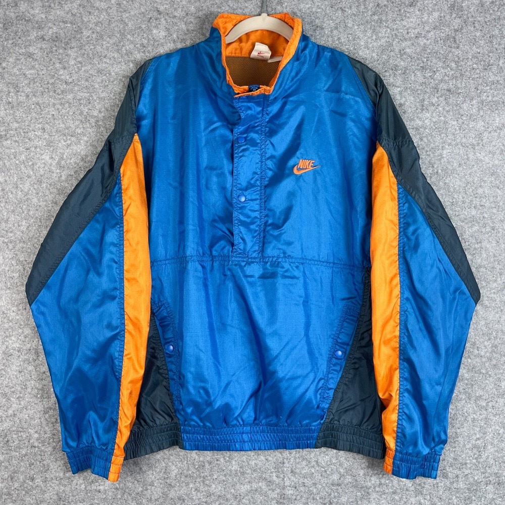 Vintage 80s 90s Nike Jacket Pullover Men Large Colorblock Windbreaker Gray Tag